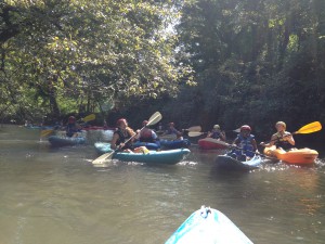 Students of all ages had a great time paddling down the Cartecay River in Ellijay, Georgia. 13 students of all grades and 3 teachers participated in the excursion. Photo: Gus Whyte