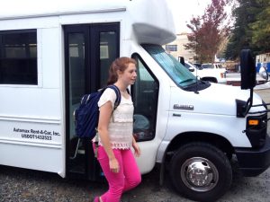 Anna Hoffman gets to school tardy after riding the new bus system, but feels relieved knowing she will not be counted late. Photo: Sarah Thomson