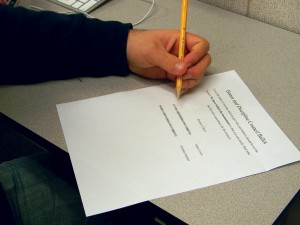 The ballots for voting strongly favor the incumbents, because of their bolded names. Photo: Dean Papastrat