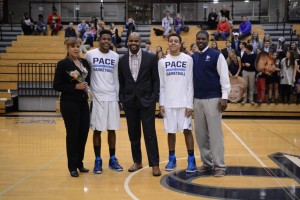 Under the tutelage of Pace coach Demetrius Smith and their father, Rick Holifield, Caleb and Elijah Holifield have excelled on the hardwood this year for the Knights. Photo by Fred Assaf