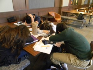 Sophomores sleep in their free prior to late start change. Photo: Dori Greenberg