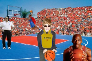 Basketball stud Landon Goldstein is seen practicing with basketball greats at local Lifetime Fitness Credit: Sports Illustrated: Body Edition