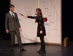Senior Jared Goldman and junior Emma Downey in action during the Friday performance of The Book of Everything. Photo: Ms. Inman