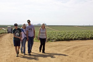 Lex Trevelino, Annie Nottingham, Thomas Hoover, and Emma St. Amand tour farms in Monterey, California. Photo: Tris Anderson