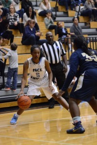 Junior standout Mckenzie Baker facing up a defender in a win versus Hapeville Charter. Photo: Fred Assaf