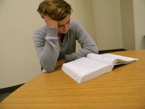 Sophomore Harrison Woodruff struggles to stay motivated as he begins to prepare for the SAT. Photo: Anna Stone