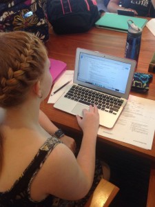 Senior Rachel Nemeth works on her resume for her summer internship. Photo Credit: Chris Howard