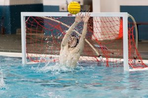 Harris Greenbaum making an amazing save during a water polo game. Photo: Ashford Little
