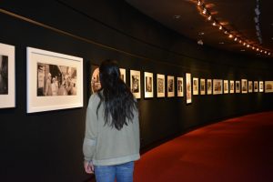 Sophomore, Avi Arora, admires the photography on the FAC walls.