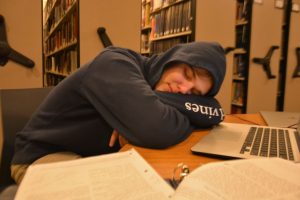 Sophomore John Williams dozes off during his free. (Photo: Margaret Bethel)