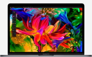 The new MacBook's improved color display.